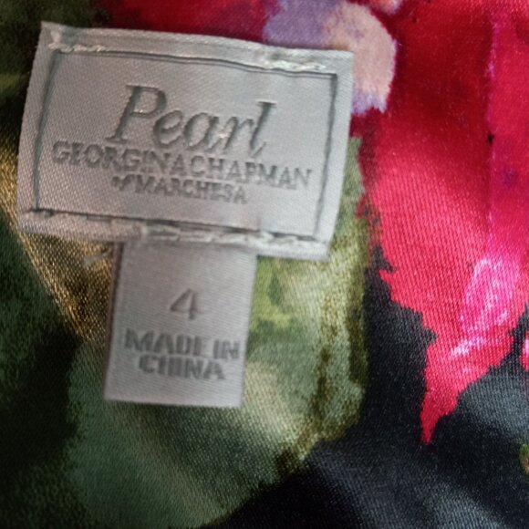 Pearl By Georgina Chapman of Marchesa Size 4 Dress Black Floral Lace Midi Flirty - Picture 12 of 14